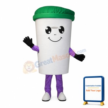 White Recycle Cup Mascot Costume