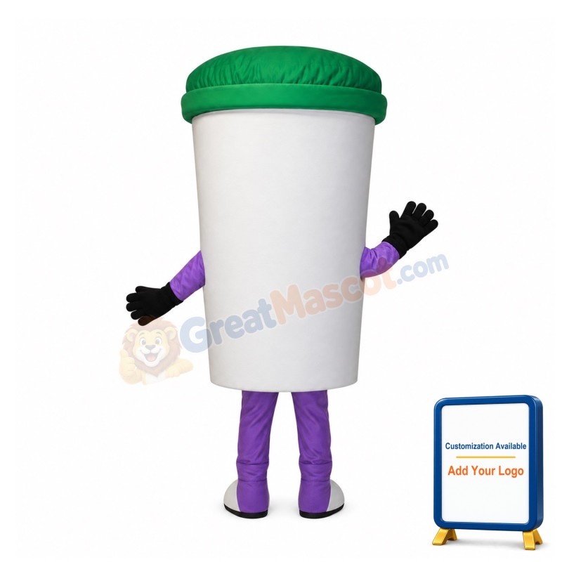 White Recycle Cup Mascot Costume