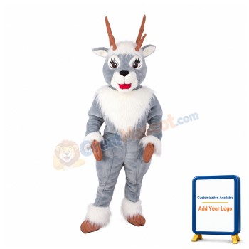 Happy Grey Deer Mascot Costume