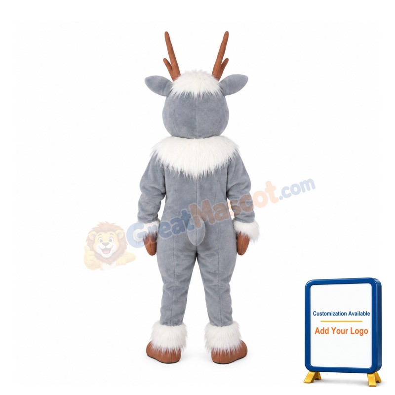 Happy Grey Deer Mascot Costume