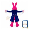 Pink Rabbit Mascot Costume With Blue Suit