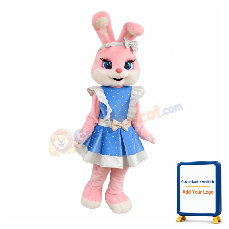 Lovely Pink Rabbit Mascot Costume