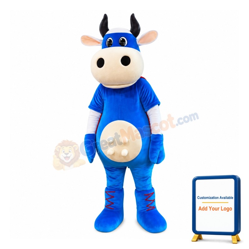 Blue Cow Mascot Costume
