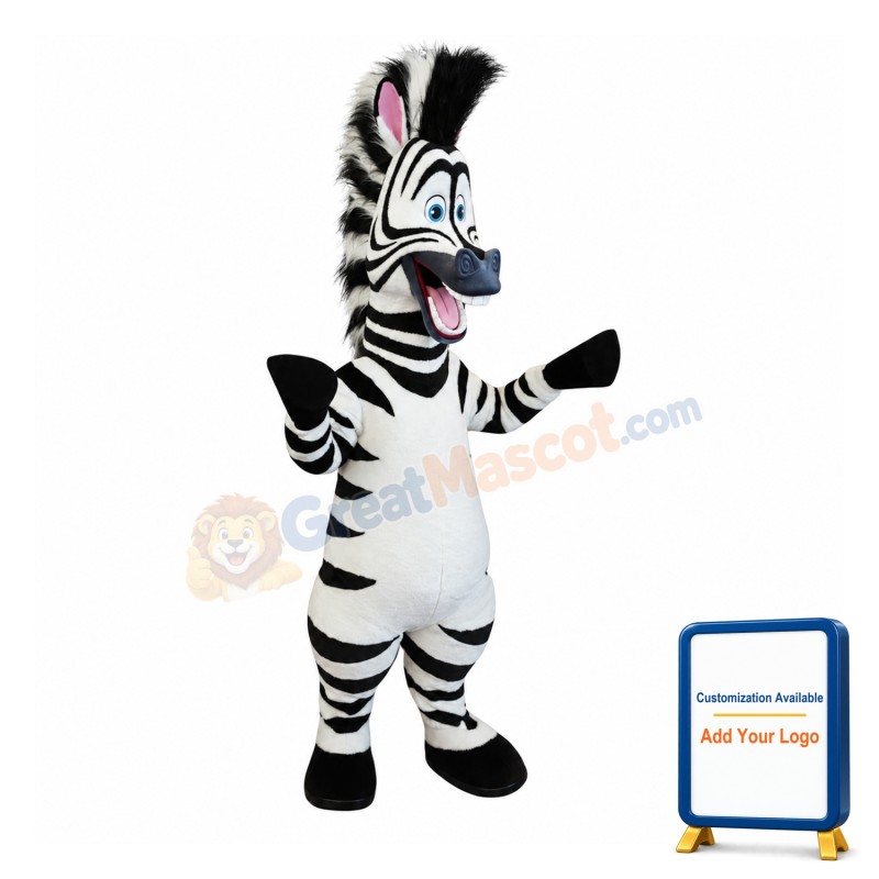 Happy Zebra Mascot Costume