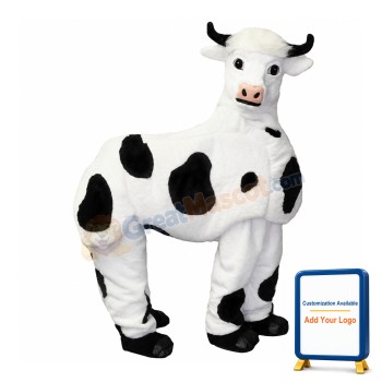 Two Person White Cow Mascot Costume