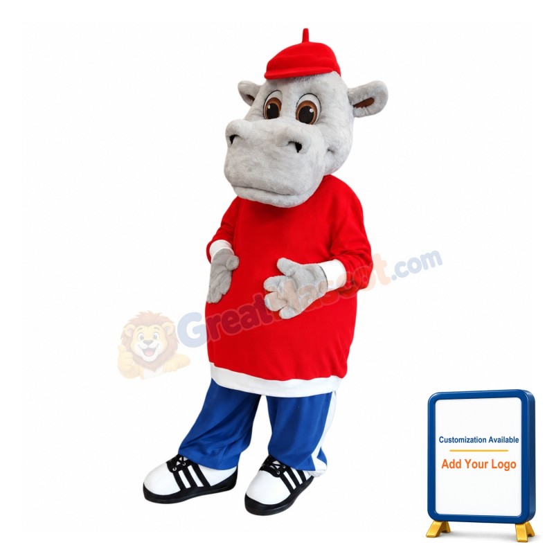 Friendly Realistic Hippo Mascot Costume