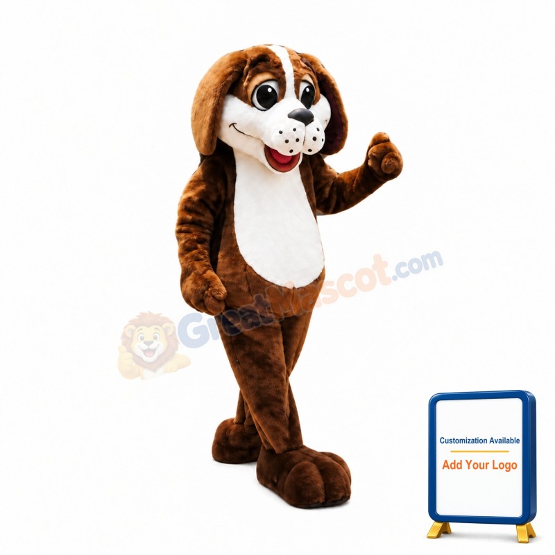 Friendly Brown & White Dog Mascot Costume