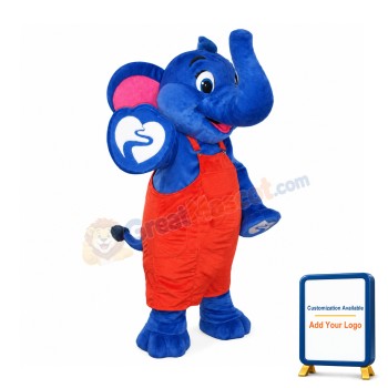 Friendly Blue Elephant Mascot Costume
