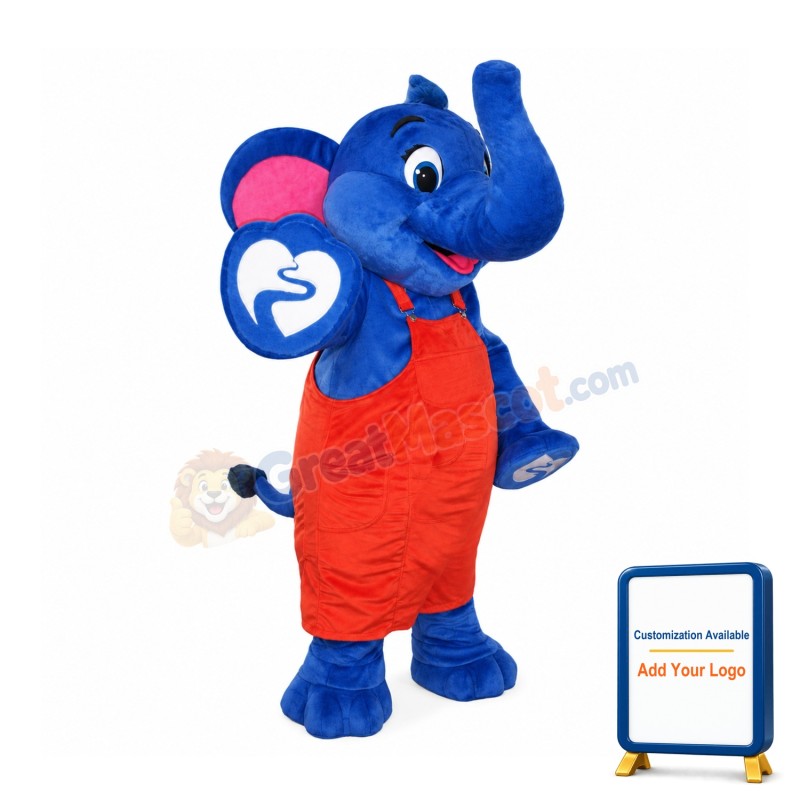 Friendly Blue Elephant Mascot Costume