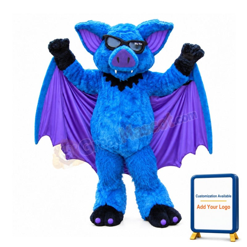 Blue Bat Mascot Costume