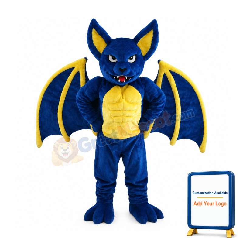 Fierce Blue Bat Mascot Costume