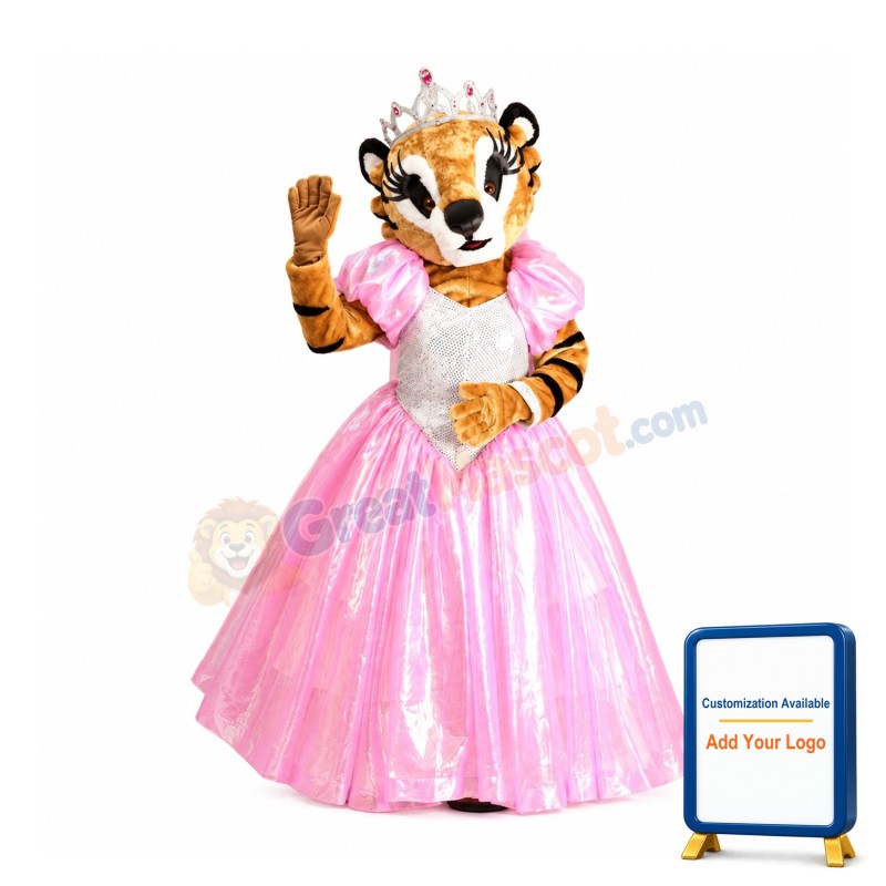 Beautiful Tiger In A Dress Mascot Costume