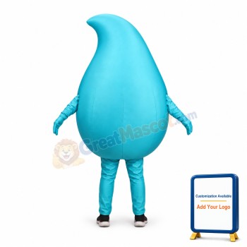Happy Blue Water Drop Mascot Costume