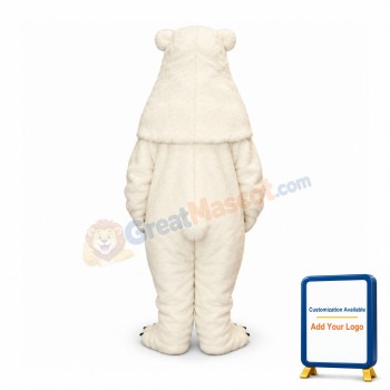 Friendly White Polar Bear Mascot Costume