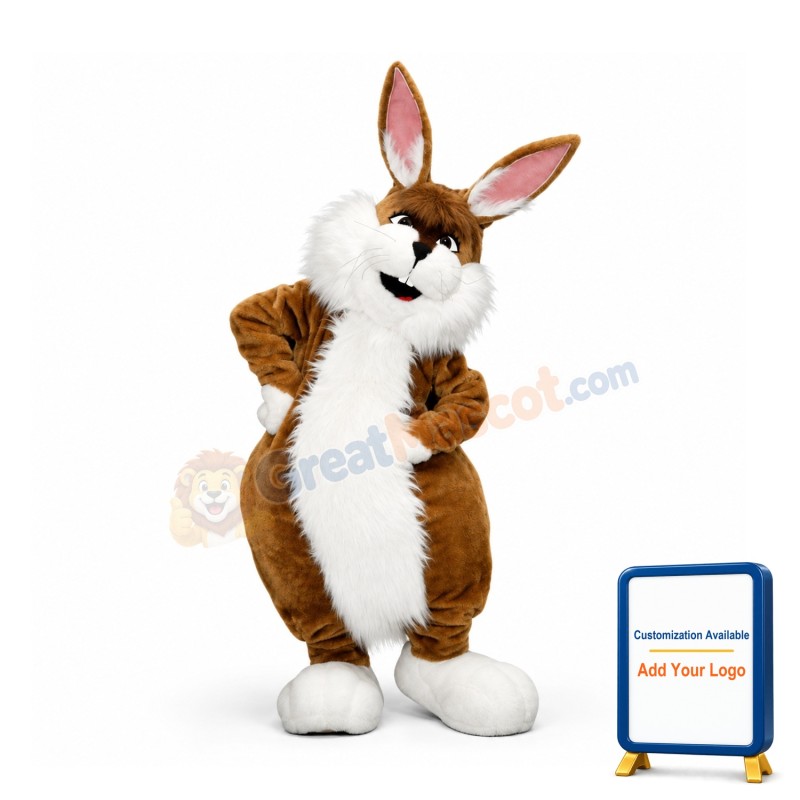 Happy Lightweight Brown Rabbit Mascot Costume