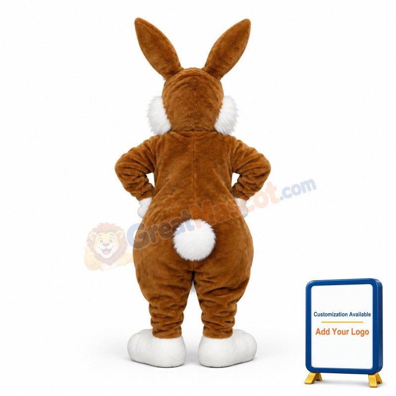 Happy Lightweight Brown Rabbit Mascot Costume