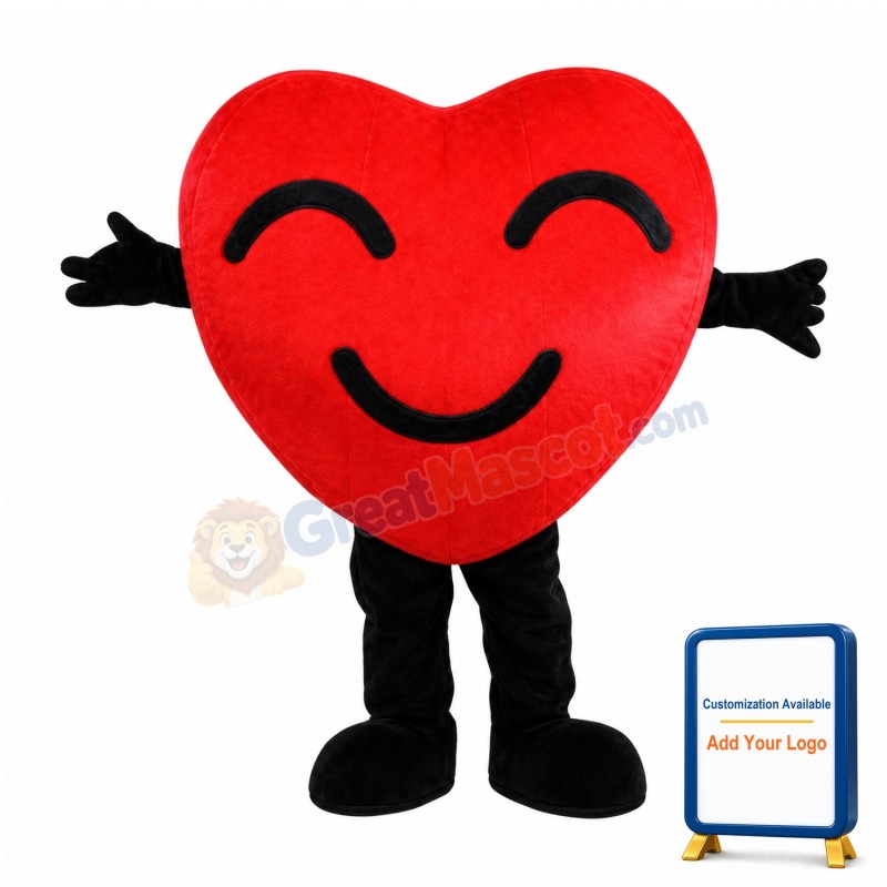 Smile Red Heart In Love Mascot Costume