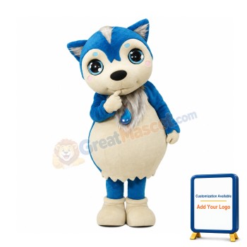 Little Cute Blue Wolf Mascot Costume