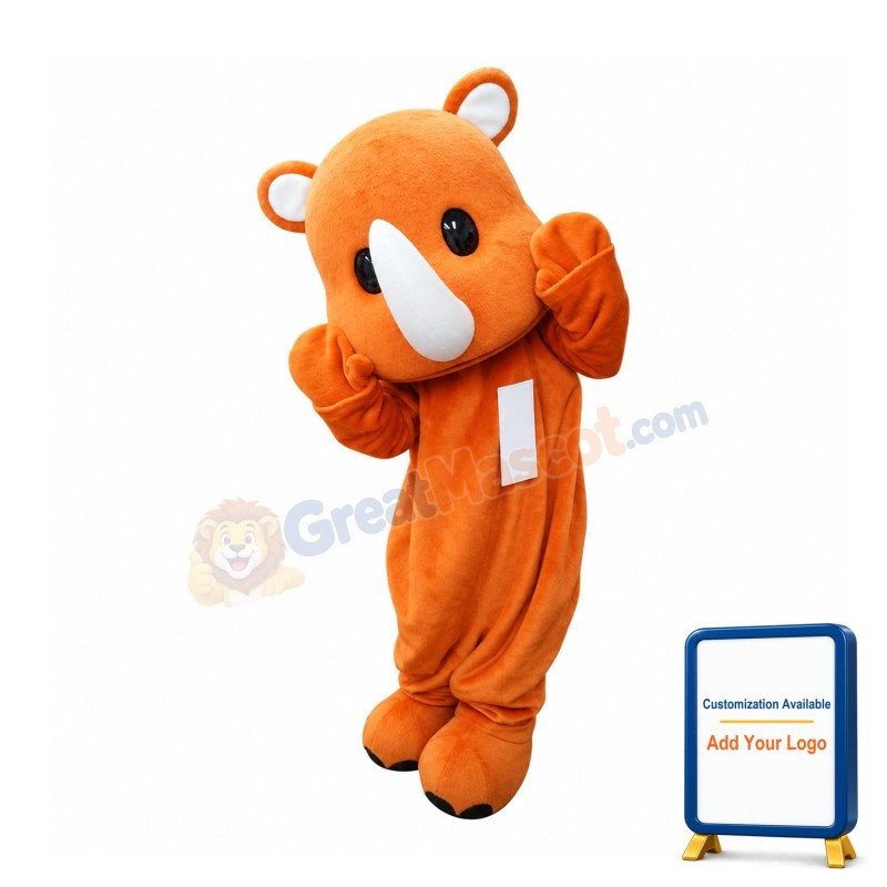 Orange Rhinoceros Mascot Costume