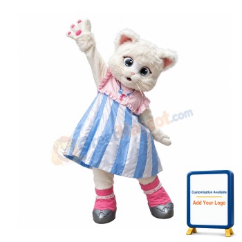 Lovely White Cat Mascot Costume