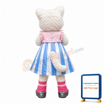 Lovely White Cat Mascot Costume