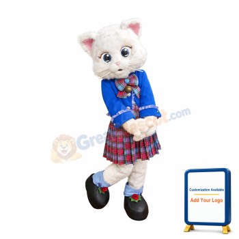 Beautiful White Cat Mascot Costume