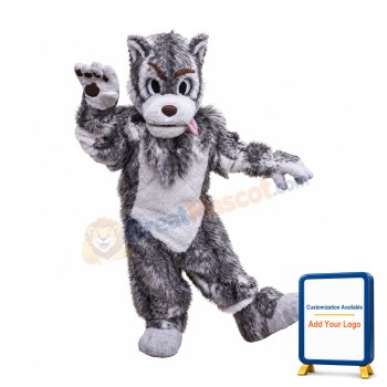 Grey & White Wolf Mascot Costume