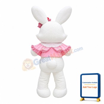 Lovely Pink White Rabbit Mascot Costume