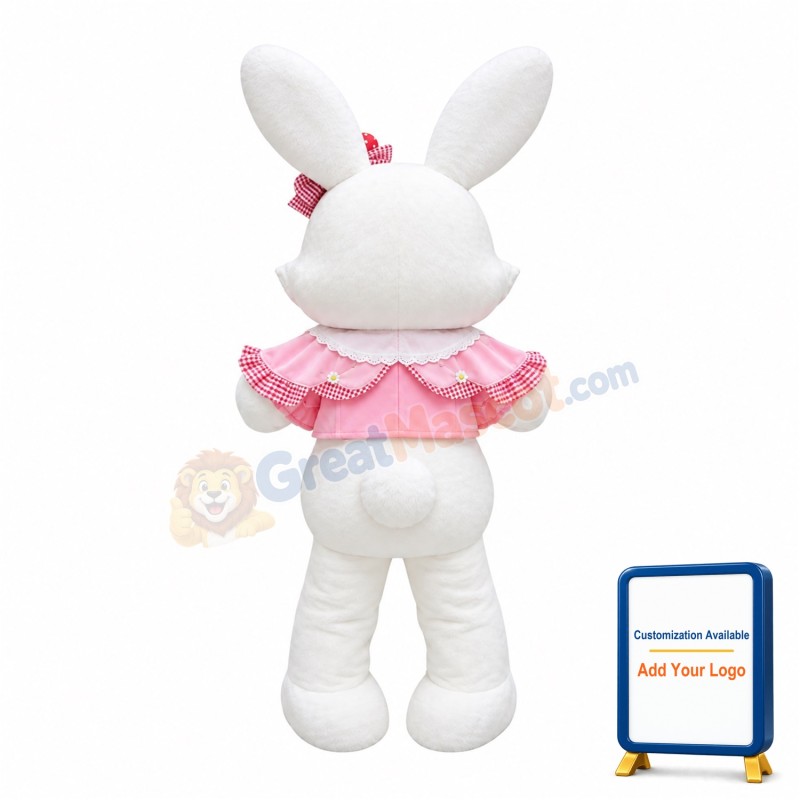 Lovely Pink White Rabbit Mascot Costume