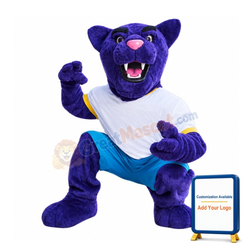 Purple Leopard Mascot Costume