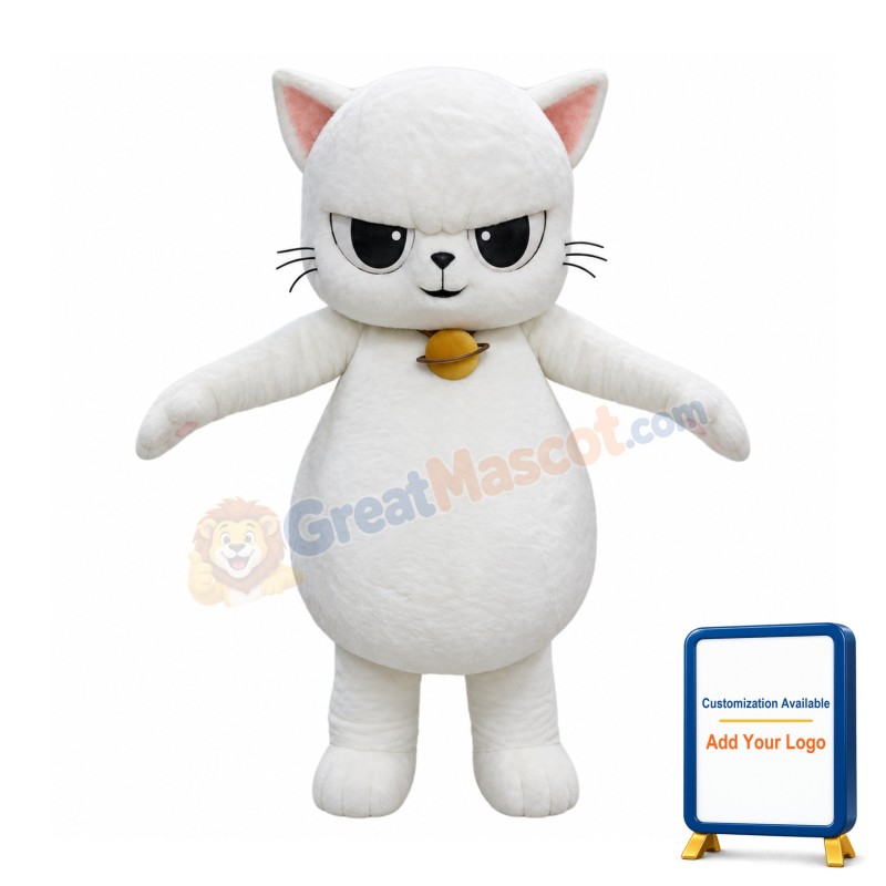 Fierce White Cat Mascot Costume