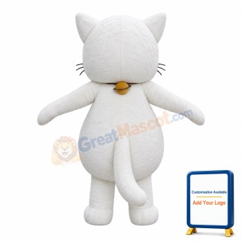 Fierce White Cat Mascot Costume