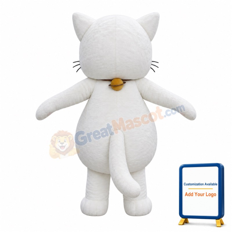 Fierce White Cat Mascot Costume