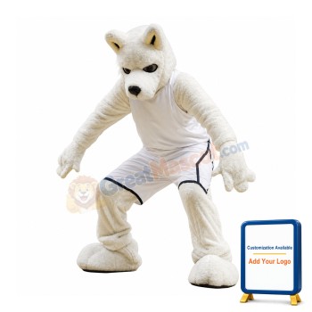 College White Sport Wolf Mascot Costume