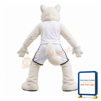 College White Sport Wolf Mascot Costume