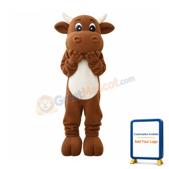 Lovely Brown Bull Mascot Costume