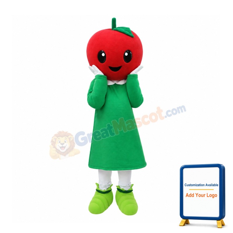 Happy Apple Girl Mascot Costume