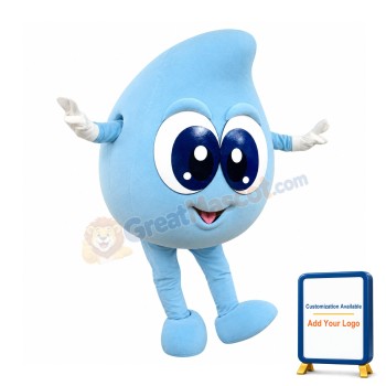 Happy Lightweight Blue Water Drop Mascot Costume
