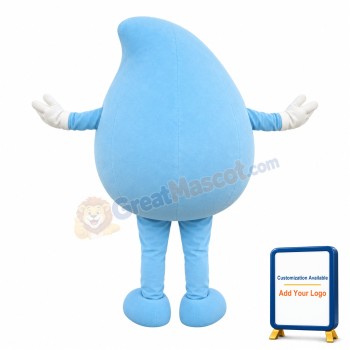 Happy Lightweight Blue Water Drop Mascot Costume