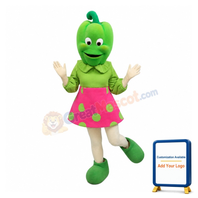 Green Pepper Girl Mascot Costume