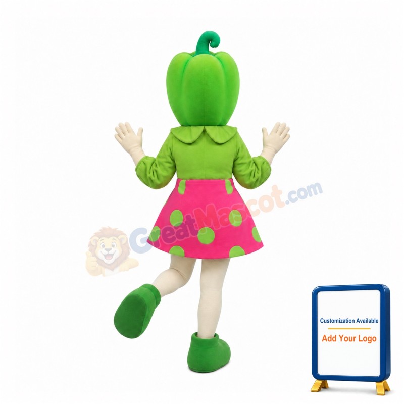 Green Pepper Girl Mascot Costume