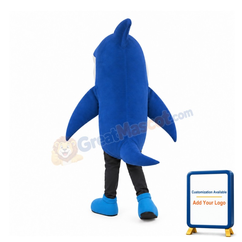 Blue & White Shark Mascot Costume