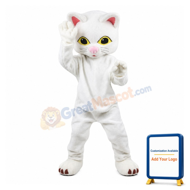 Lovely Lightweight White Cat Mascot Costume