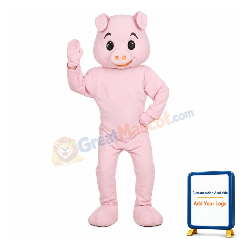 Friendly Pink Pig Mascot Costume