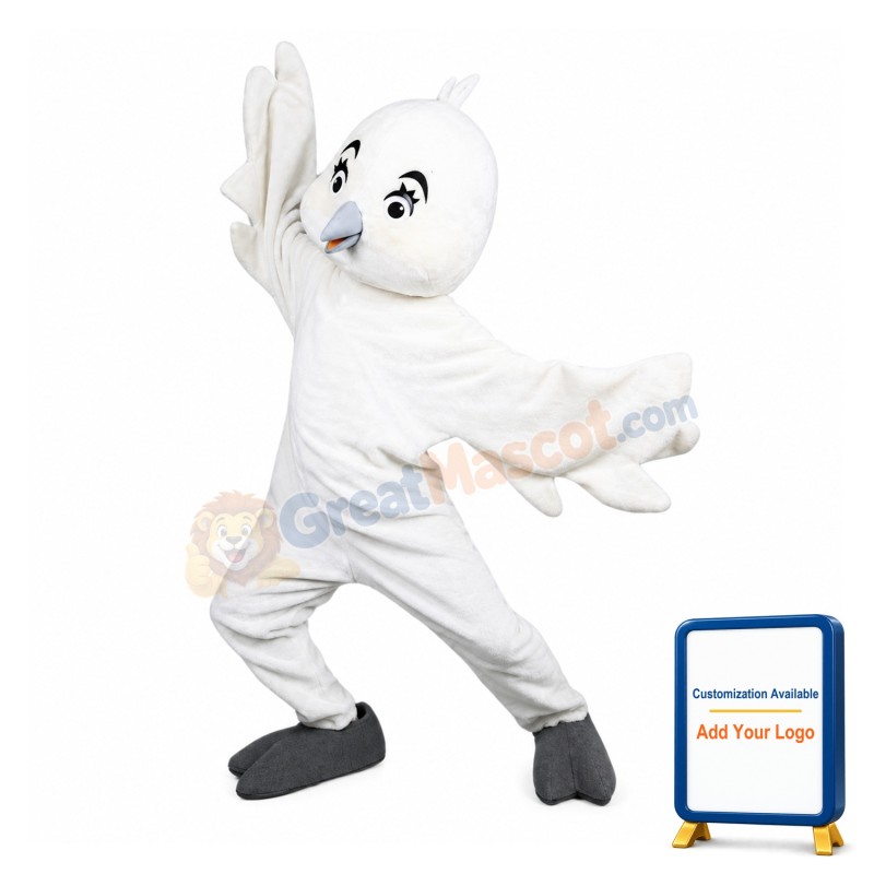 Lovable White Bird Mascot Costume