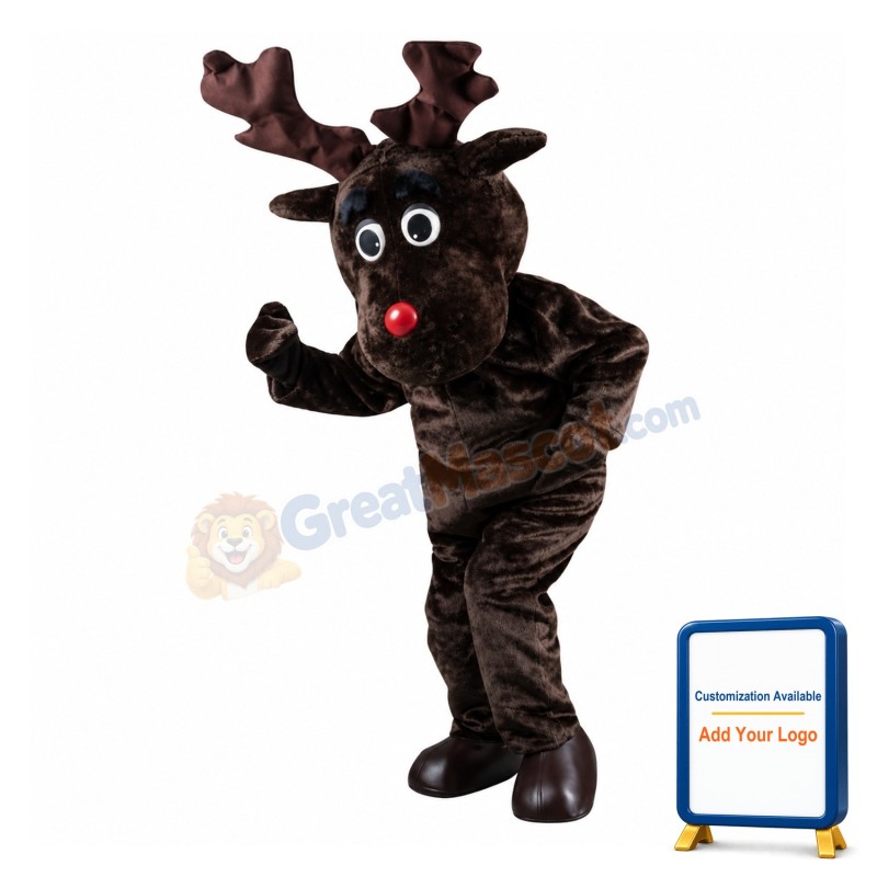 Friendly Brown Moose Mascot Costume