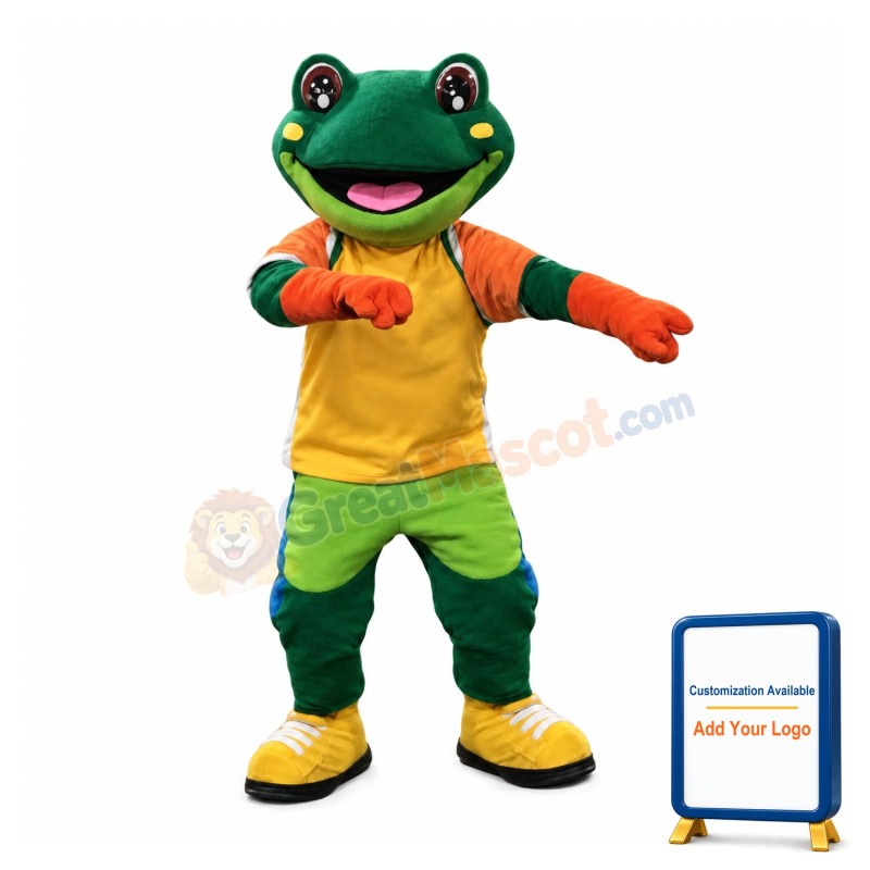 Friendly College Frog Mascot Costume