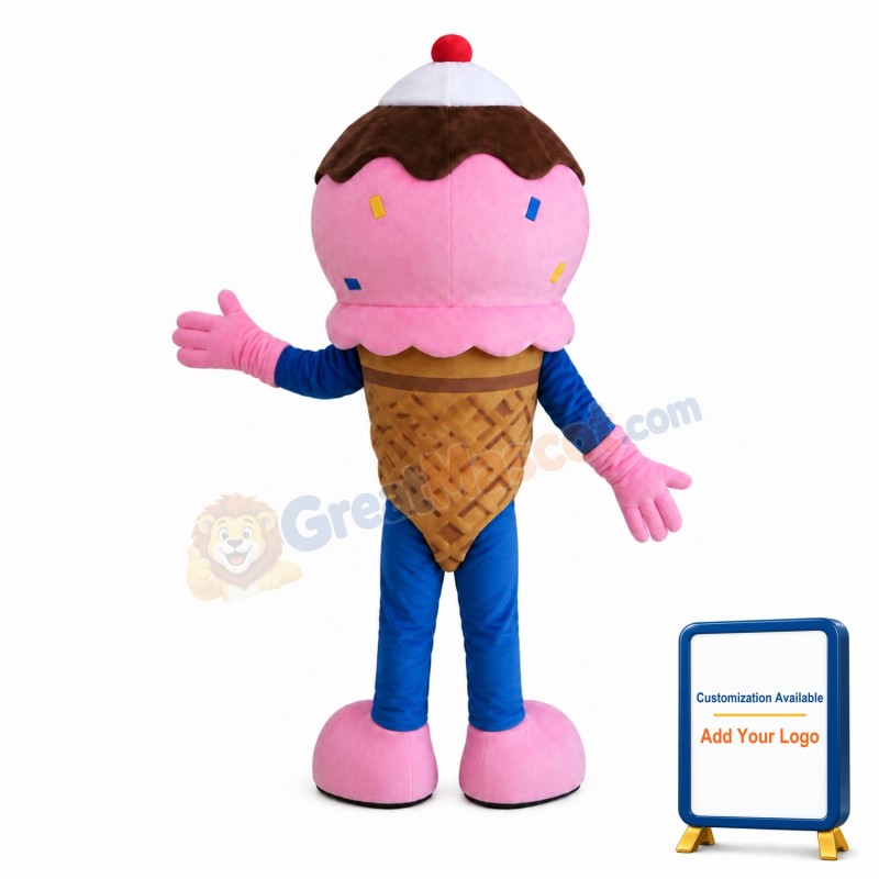 Pink Ice Cream Boy Mascot Costume