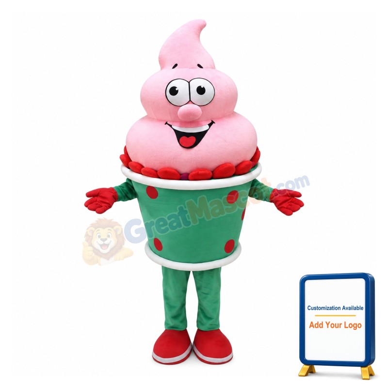 Pink Ice Cream Girl Mascot Costume