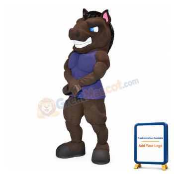 Power Muscular Black Horse Mascot Costume